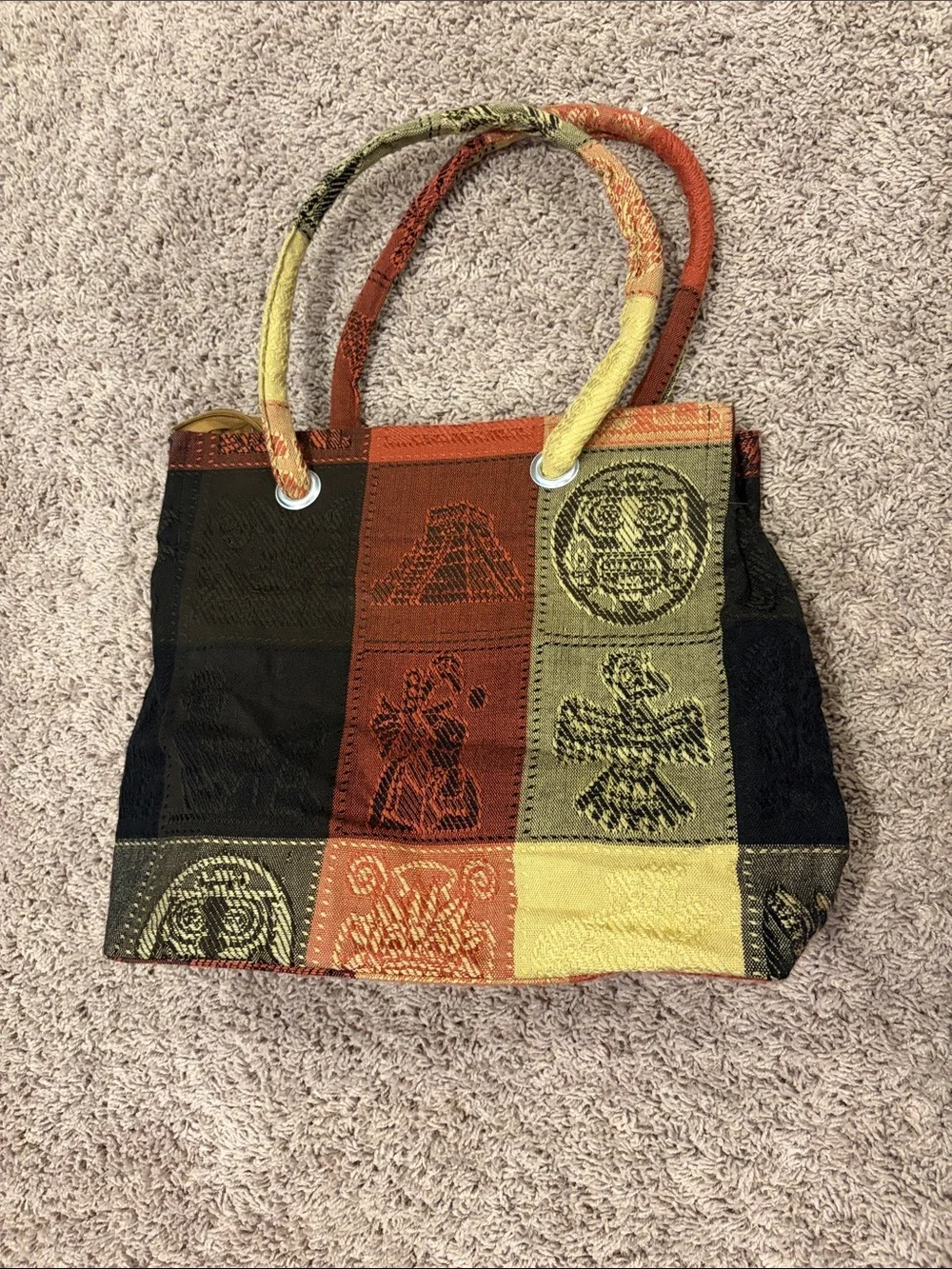 Multicolor Patchwork Canvas Tote